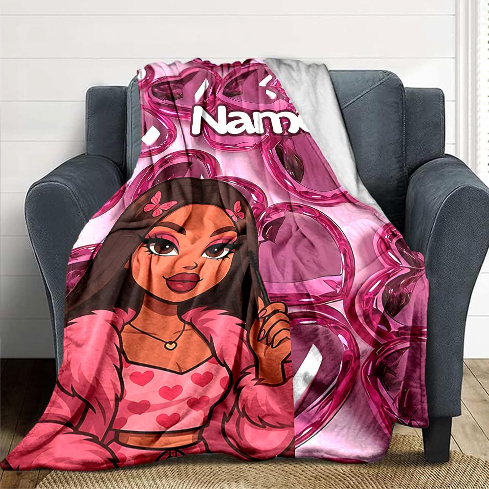 Custom Name Bold Beautiful Character Design Party Blanket For Couch Bed Plush Cozy Fuzzy Blanket Super Soft Warm Blankets For Fall And Winter 091636