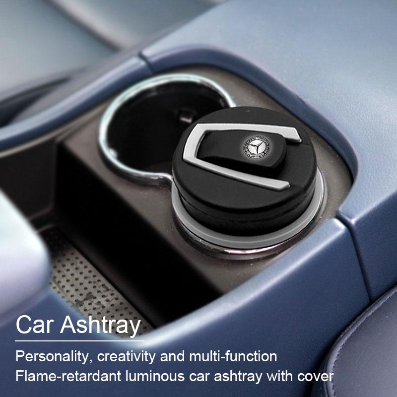 CRY1 Portable LED Car Ashtray Multi-functional Ashtray Car tool Cup Holder Removable Stickers For Mercedes-Benz W166 W212 W204 C E ML