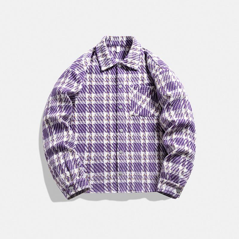 Lapel Plaid Jacket for Men and Women Same Style Spring and Autumn Loose Trend Couples Single-breasted Casual Hong Kong Style Jacket for Men