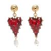 1 Pair Red Color Love Heart Earrings Heart Shape Baroque Earrings Dangle Earrings  Women Jewelry