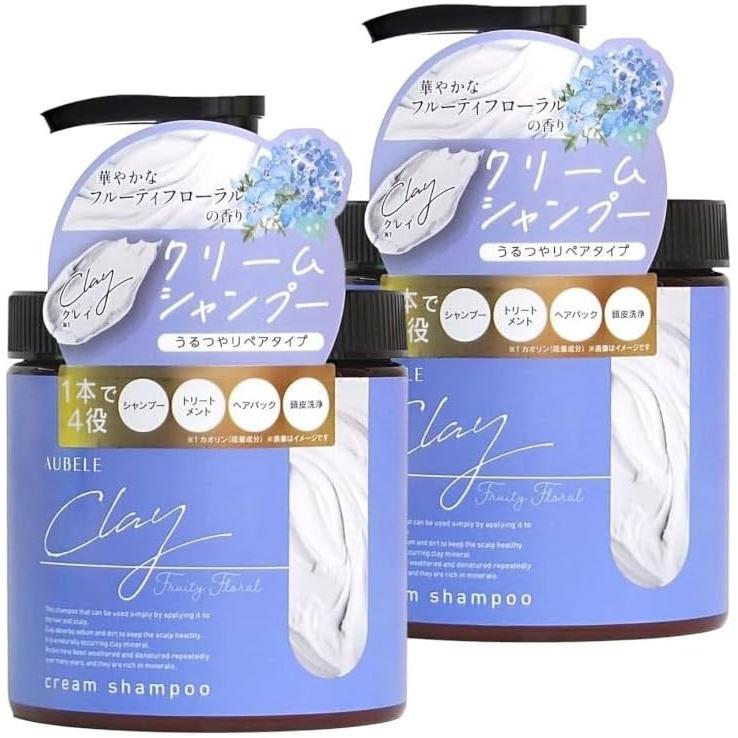 Clay Cream Shampoo Fruity Floral Scent Contains Exosomes [Set of 2]