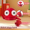 Cartoon Red Robot Piggy Bank Movable Arm Coin Cash Storage Container Kids Adults Money Saving Box Home Office Desktop Decoration
