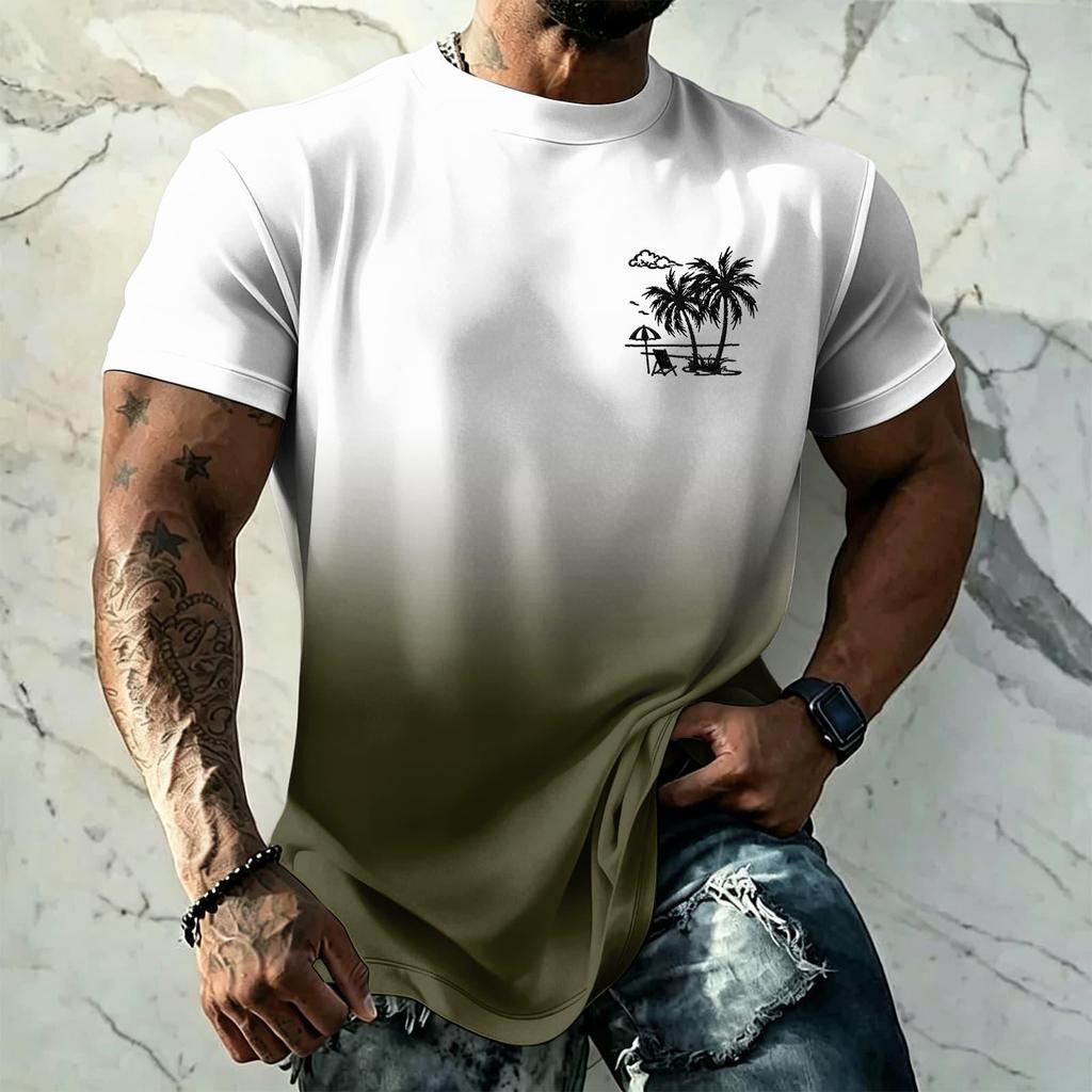 Men's Basic Hawaiian Style Short Sleeve T Shirt UPF50 Plus Sun Protection Breathable Loose Fit Summer Outdoor Casual Top