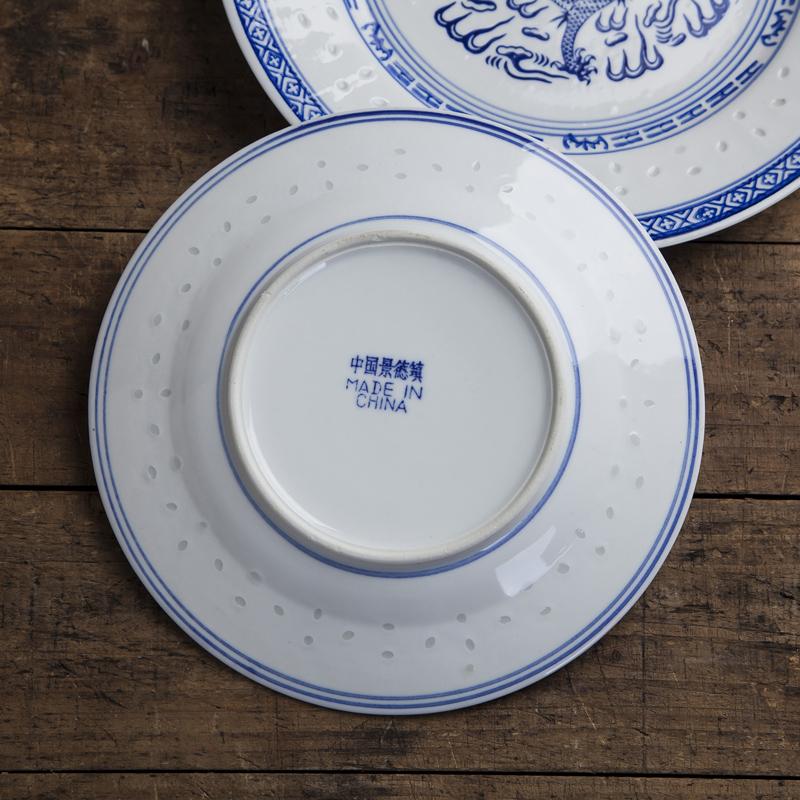 6-10 inch Jingdezhen Retro Blue and White Porcelain Dragon Dinner Plates Ceramics Dish Steak Plate Food Holder Kitchen Tableware