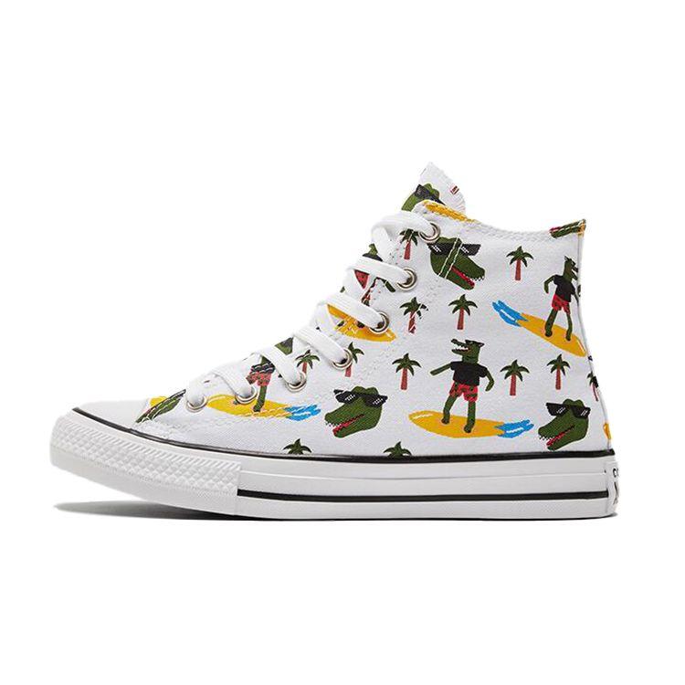 Converse Chuck Taylor All Star Canvas Comfortable High Top Kids Canvas Shoes Kids Sneakers White Green 671292C