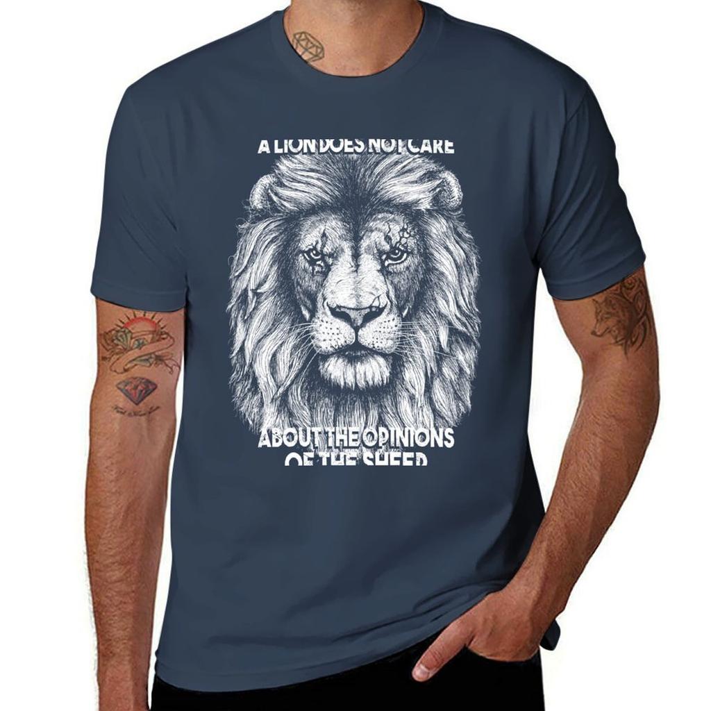 A Real Lion Does Not Care About the Opinions of the Sheep Tshirt Oversizeds Funnys Sweat Oversized T Shirts for Men