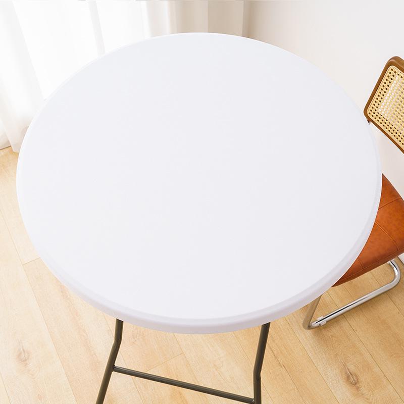 Elegant Milk Silk Round Tablecloth - Luxurious Light Feel & Elastic Fit, White Ins Style