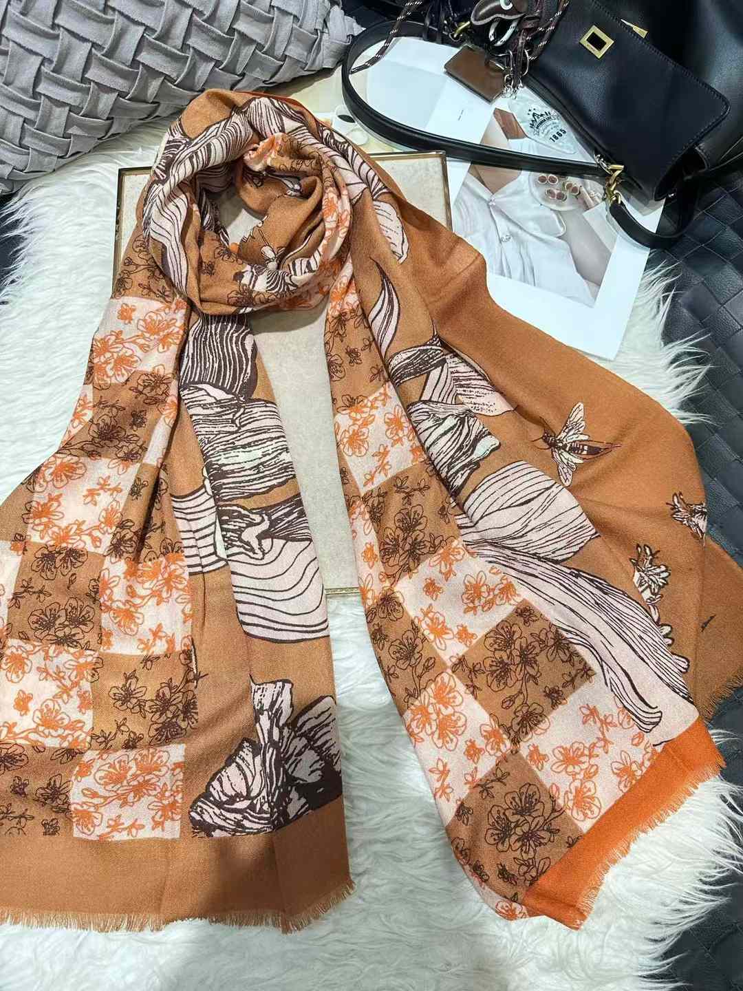 

BYSIFA|Brick Red Plaid 100% Wool Scarves Pashmina Winter Large Tassel Scarves Wraps Fashion Wool Cashmere Scarves Shawls Printed