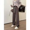 Composite Fleece Thickened Warm Elastic Waist Loose Straight Leg Wide Leg Casual Pants