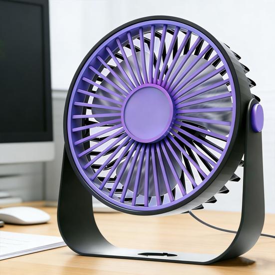 USB Desk Fan 5 Gears Wind Speed Portable Table Fan with 3 Color LED Lights Rechargeable Quiet Small Fan for Home Office Bedroom Desktop