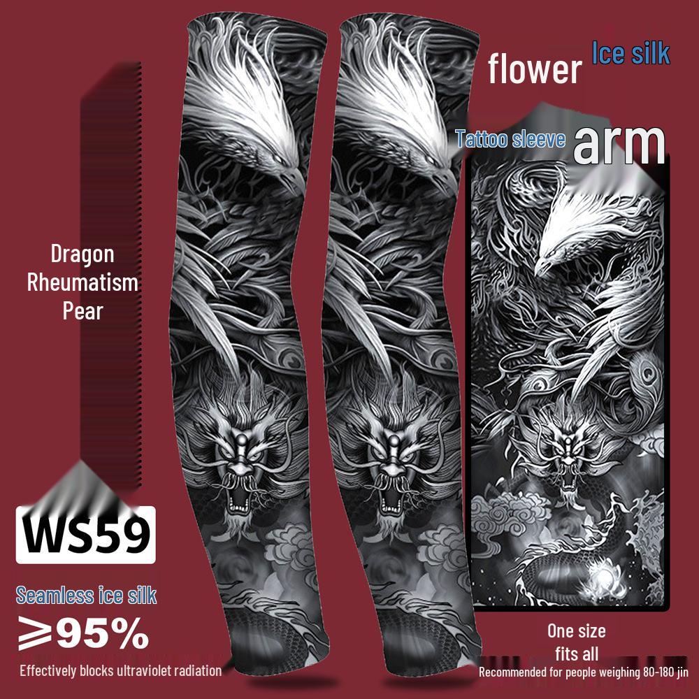 Ice Silk Tattoo Sun Protection Sleeves for Men & Women - Summer Driving, Cycling, Flower Design Arm Shades