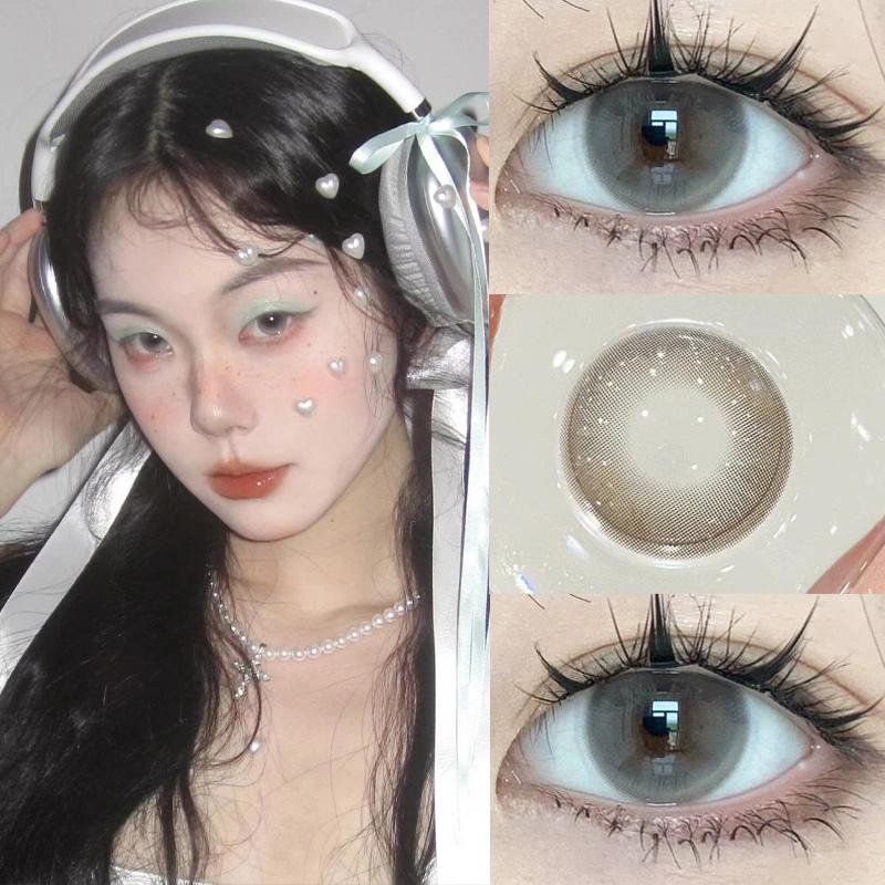 Mill Creek 2pcs Contact Lenses with Grade Rimless 14.5MM Big Eyes Summer Series Blue Contact Lenses Student Ladies Eye Make Up