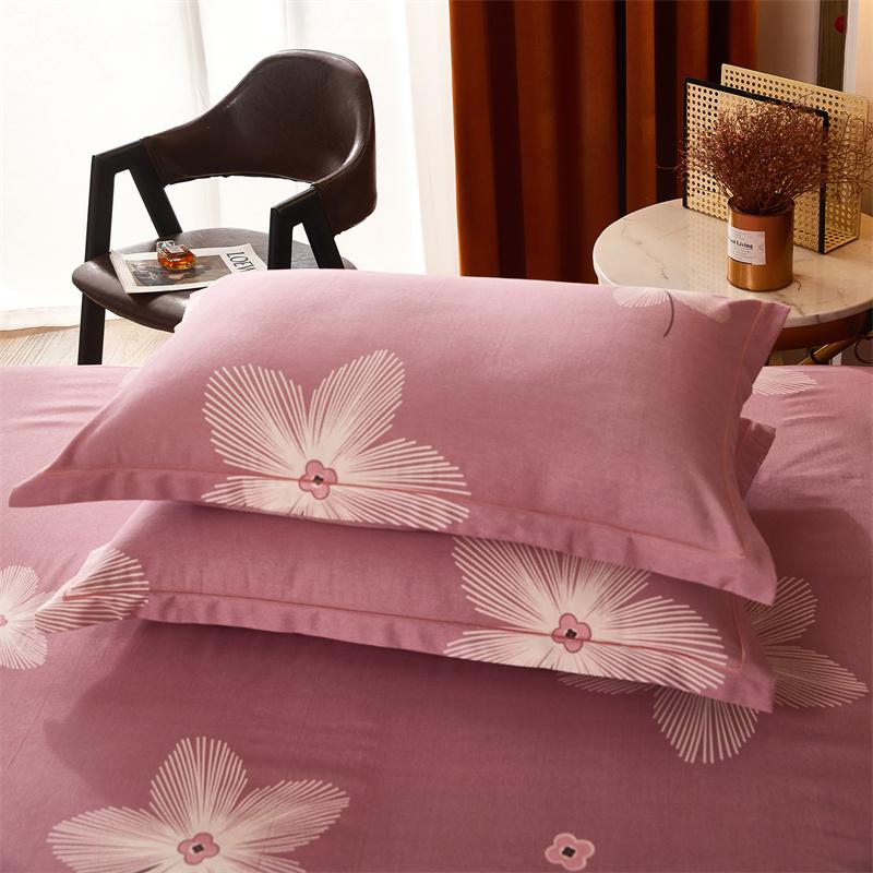 White Flower Printed Bed Sheet Set Simple Pink Cotton bedspread Thickened Bedding Set Luxury Soft Flat Sheet with Pillowcases