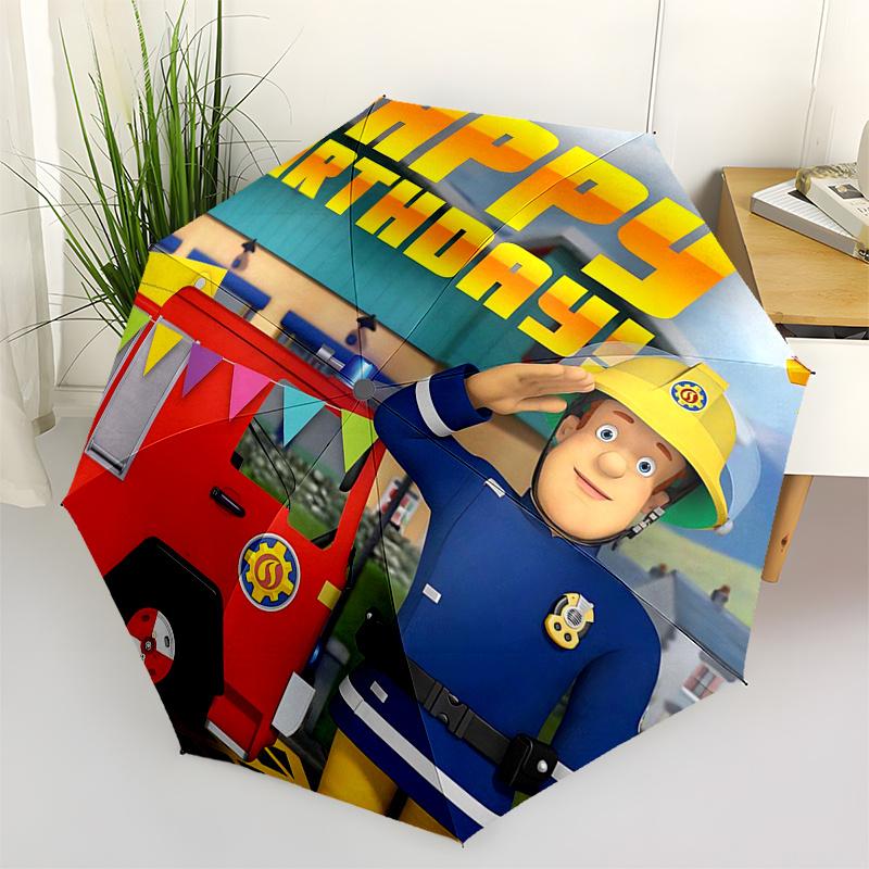 

Fireman Fire trucks Themed Travel Umbrella-8 Ribs Automatic Opening and Closing, Portable Folding Design, Compact and Stylish Umbrella Suita