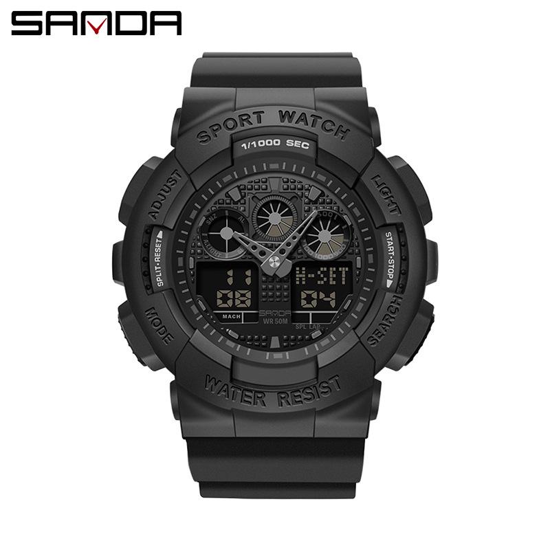 Sanda Personalized Multifunctional Outdoor Sports Watch for Men and Women - Luminous, Waterproof, Dual Display Digital Wristwatch.