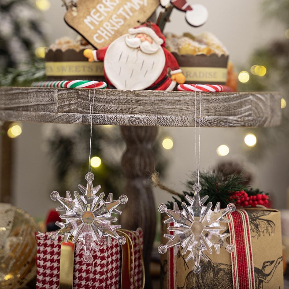 24Pcs Xmas Acrylic Transparent Snowflakes Hanging Decor For Christmas Tree Ree Wall Window Acrylic Hanging Snowflakes Decor