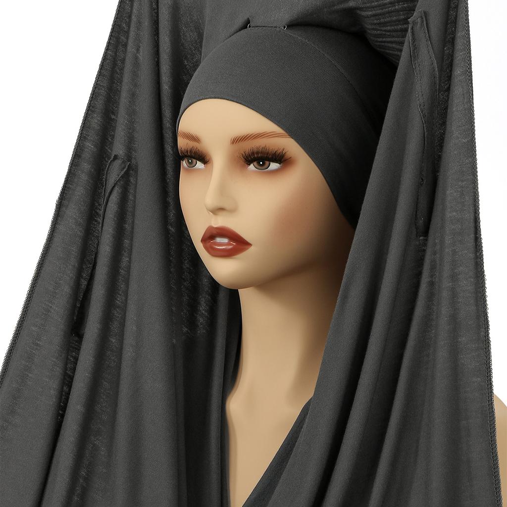 Hijab in Chiffon Istantaneo Più Recente con Fibbia Magnetica Colore Unito Sciarpa Hijab Musulmana Turban Islamico Fascia alla Moda Sciarpa