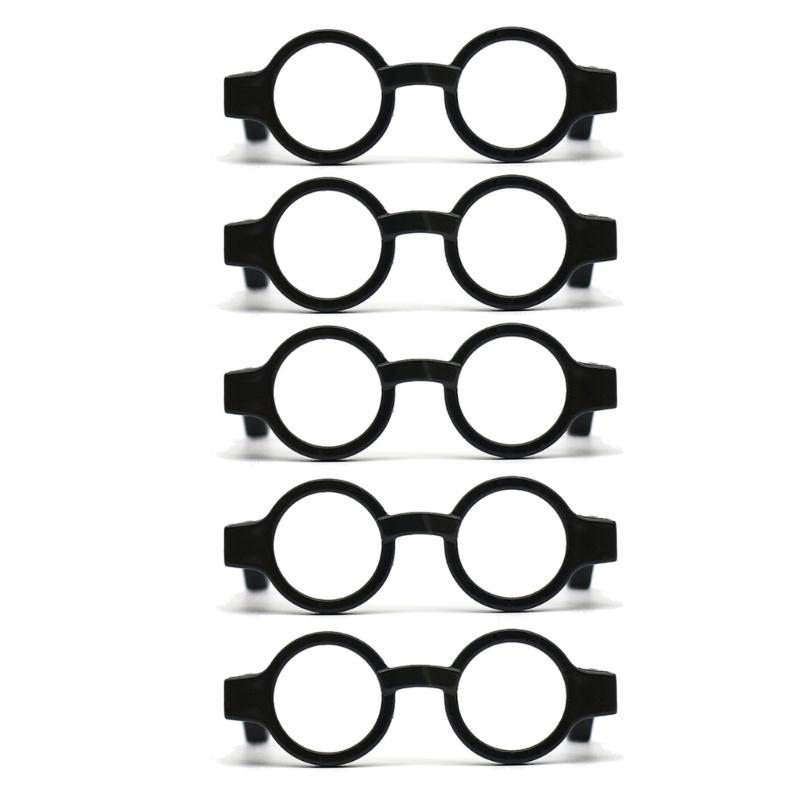 5Pieces Black Frame Glasses Mini Doll Accessory Doll Photo Props Round Square Frame Glasses Miniatures Doll House Props