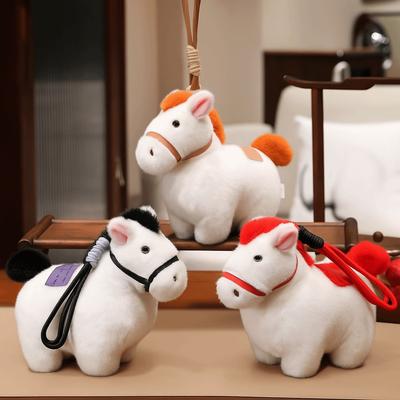 Adorable Cartoon Pony Pendant Steed Doll Animal Plush Horse Keychain Fluffy Chinese Style Chinese New Year Gift Home Decoration