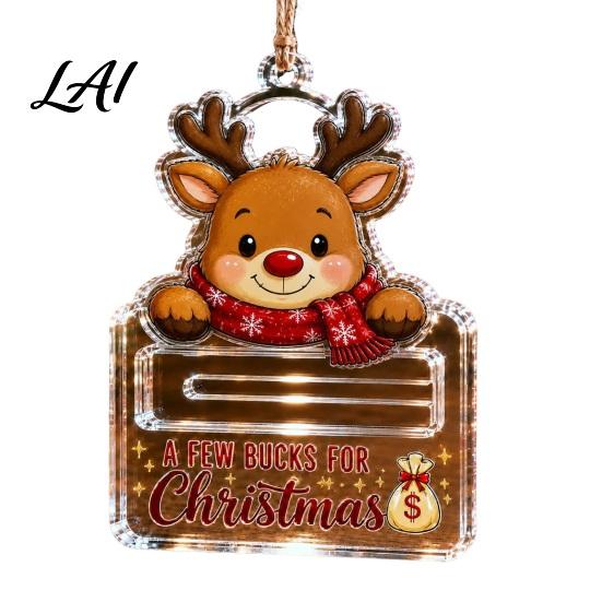 Holiday Tree Hanging Decoration Christmas Money Holder Ornaments Acrylic Gingerbread Snowman Santa Cash Stocking Stuffer for Gift Xmas Tree,