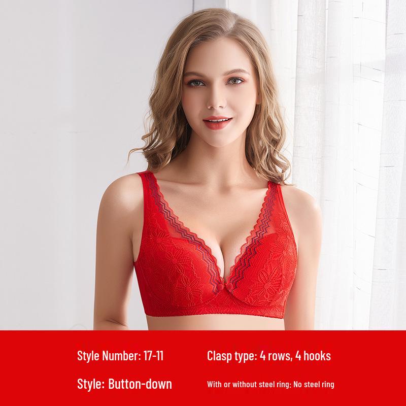Big Red Lace Push-Up Maternity Nursing Bra with Front Buckle 80B