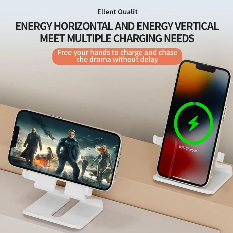 Wireless Charger Stand Desktop Mobile Phone Holder 15W Fast Charging Dock Station For iPhone 15 14 13 12 XR Pro Samsung Xiaomi