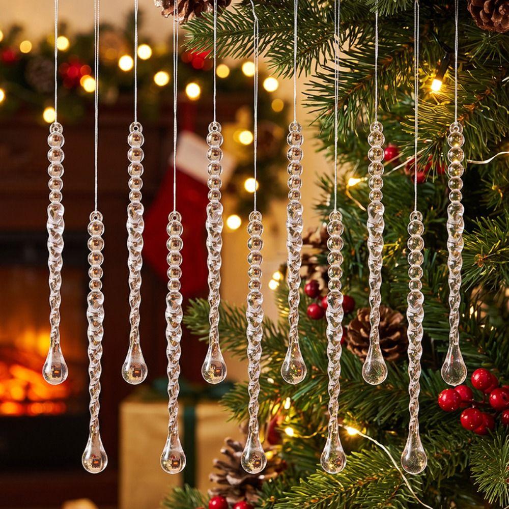 Transparent Christmas Hanging Pendants Twist Bead Drop Ornaments  Holiday Party Decoration