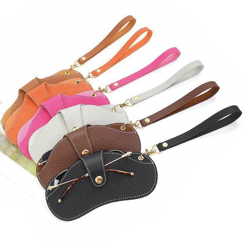 Glasses Case Portable Neck Hanging Soft Leather Scratch Wear Resistant Glasses Bags PU Leather Glasses Holder