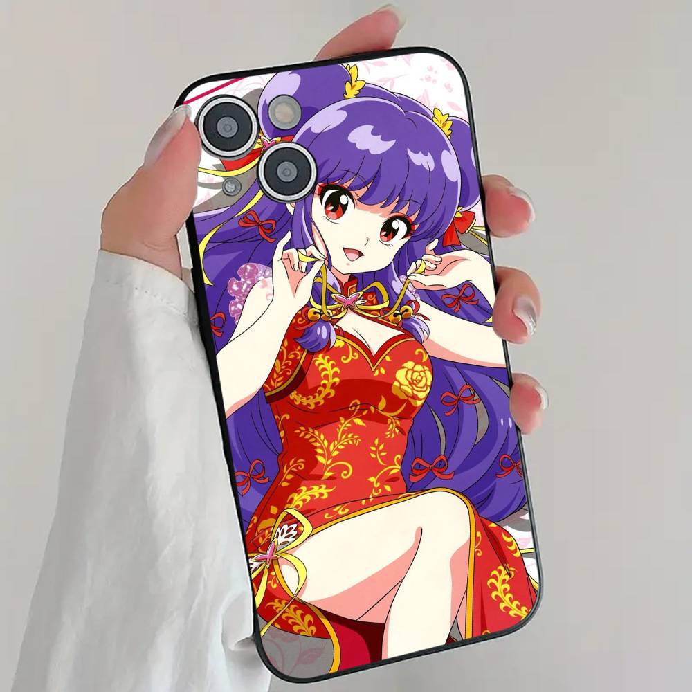 Kawaii S-Shampoo Funny Anime R-Ranma 1 2 Phone Case Cool Black Silicone Soft For IPhone 16 15 14 13 12 11 X XR Plus Pro Max Plus