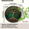 Vintage Green Gold Metal Wall Art Celtic Tree Sign, 2D Flat Aluminum Decor Heavy Duty For Living Room