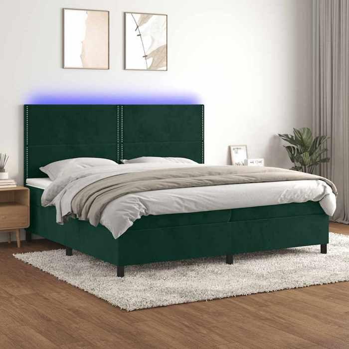 Maison Exclusive - Sommier à lattes de lit matelas et LED Vert foncé 200x200 cm