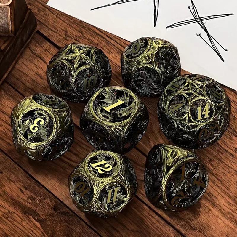 

Набор игральных костей DND - Элегантные игральные кости Dungeons and Dragons с дизайном дракона Tree Vine - Премиальные металлические игральные кости DND и D&D медный/синий