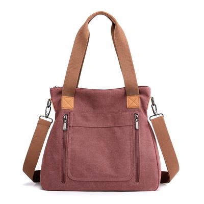 FANDARE Damen Große Kapazität Canvas Tragetasche, 2-Wege Umhängetasche, Beliebt, Einfach, Lässig, Perfekt für Pendeln, Schule und Reisen, Lila