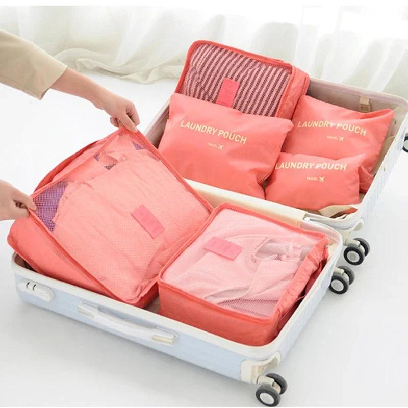 6pcs Travel Bags and Luggage Storage Bags Multiple Compartments for Storing Clothes Underwear Bras and Accessories, Saving Space