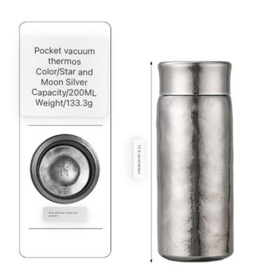 200/300ml Pure Titanium Thermos with Filter, Double Layer Vacuum Flasks,drinkware, Holiday Gifts, Portable Student Water Bottle