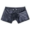Men's Faux Leather Wet Look Bugle Pouch Low Waist Press Buttons Booty Shorts Pants Knickers Clubwear