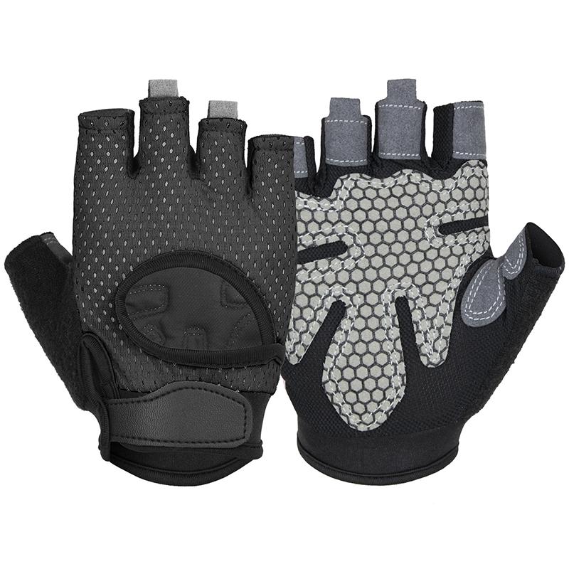 Anti Slip Workout Gloves Half Finger Full Palm Protection Breathable Fitness Gloves for Gym S / Palm width:7cm чёрный