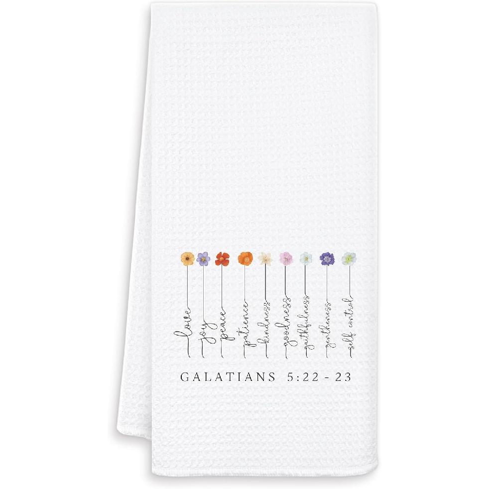OSLYSO Floral Easter Lamb Christian Kitchen Towels, Christian Easter Dish Tea Towels for Kitchen Decor, It s About The Lamb Decorative Religious Hand Galatians 5;22-23