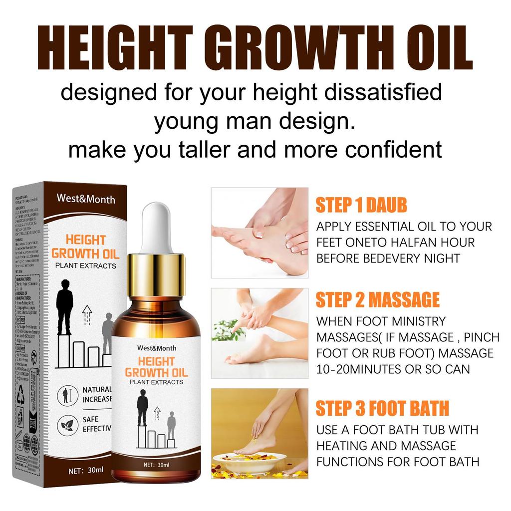 West&Month Olejek Eteryczny Wspomagający Wzrost Ciała Pielęgnacja Masaż Stymulujący Stopy Olejek Eteryczny 30ml