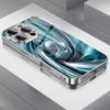 Blue Metallic Texture Irregular Pattern Electroplated Glass Phone Case, Suitable for iPhone 17, 16, 15, 14, 13, 12, 11, Etc.