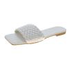 Women's Slippers 2025 Summer Selling Sexy Braided Red Square Toe Flat Flip-Flops Fashion Beach Mules Casual Indoor Home Slippers