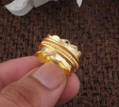 Yellow Gold Spinner Band Ring, Handmade Designer Ring, Fashion Jewelry, Gift For Him, Anniversary Gift, Yellow Gold Ring, 925 Sterling Silver
