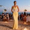 New Neck Strap Mesh Stitching Streamer Long Dress Dress Style Dress