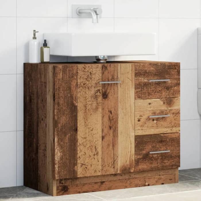 VidaXL Sink Cabinet Old Wood 63x30x54 Cm Engineered Wood, Bathroom Vanity Cabinet, Vanity Unit of 858323