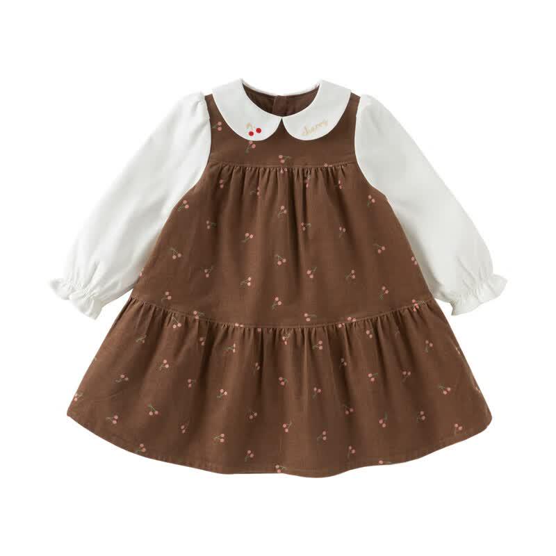DAVE&BELLA Girls' Corduroy Faux Two-Piece Dress
