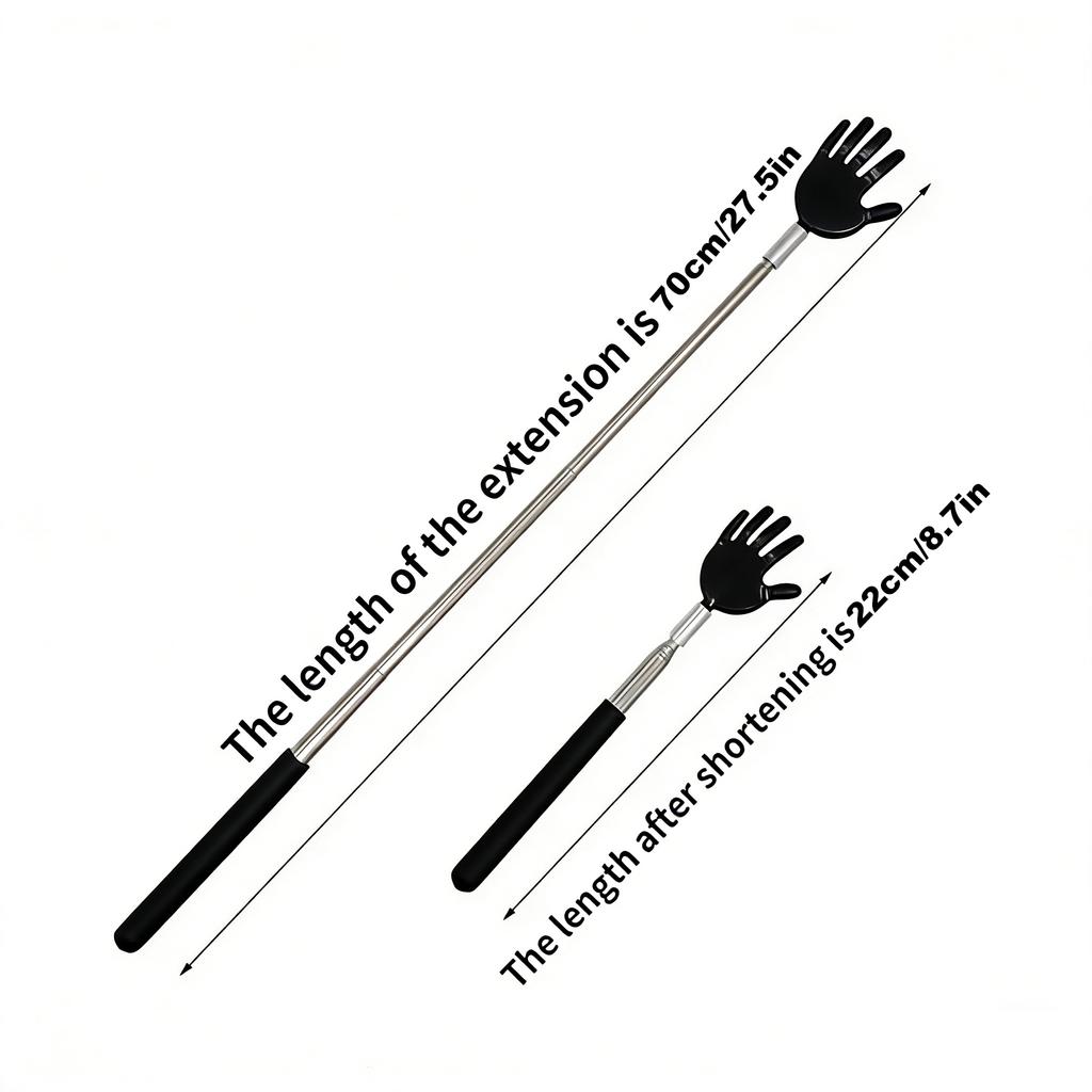 Telescoping Back Scratcher & Massager – Ergonomic Stainless Steel Handle, Portable Extendable, Includes Storage Bag, Gift