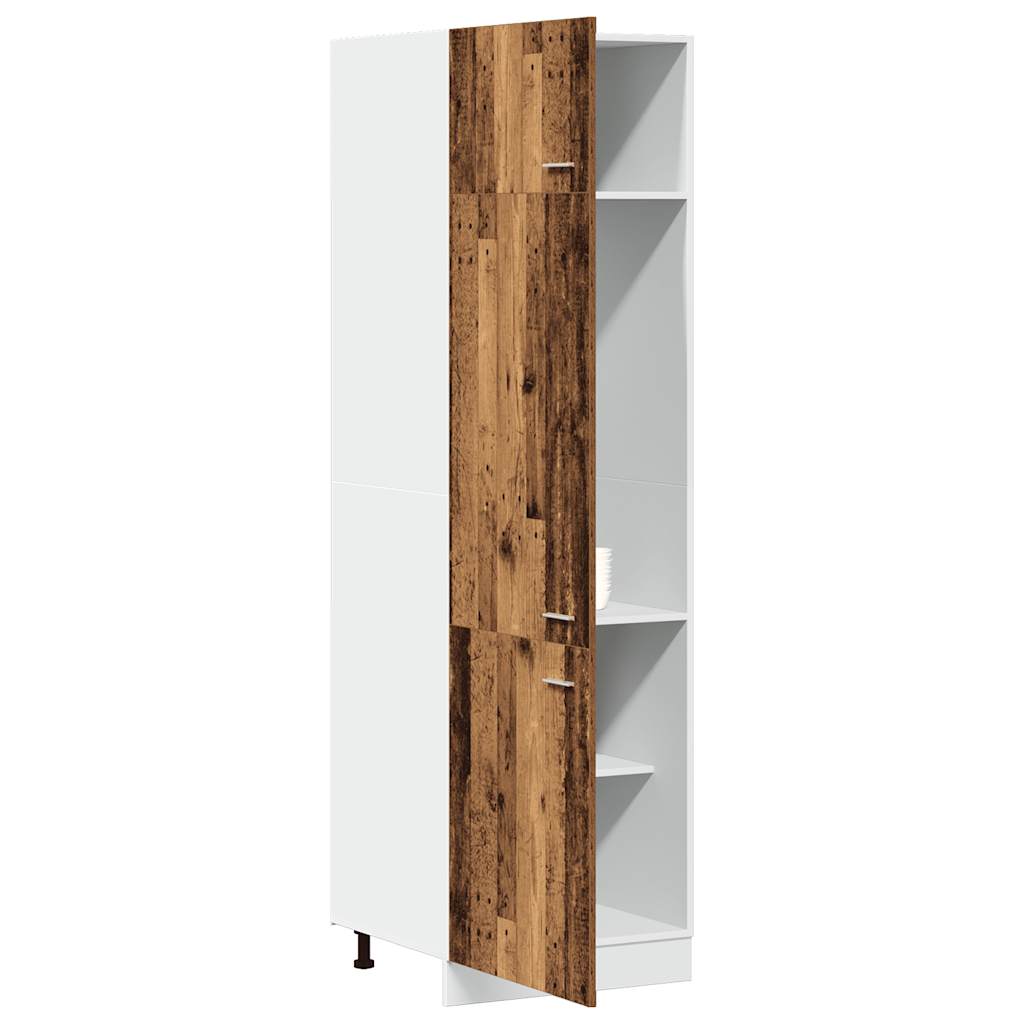 Built In Refrigerator Cabinet Lyon Vintage Wood Look 60 X 57 X 207 Cm Engineered Wood