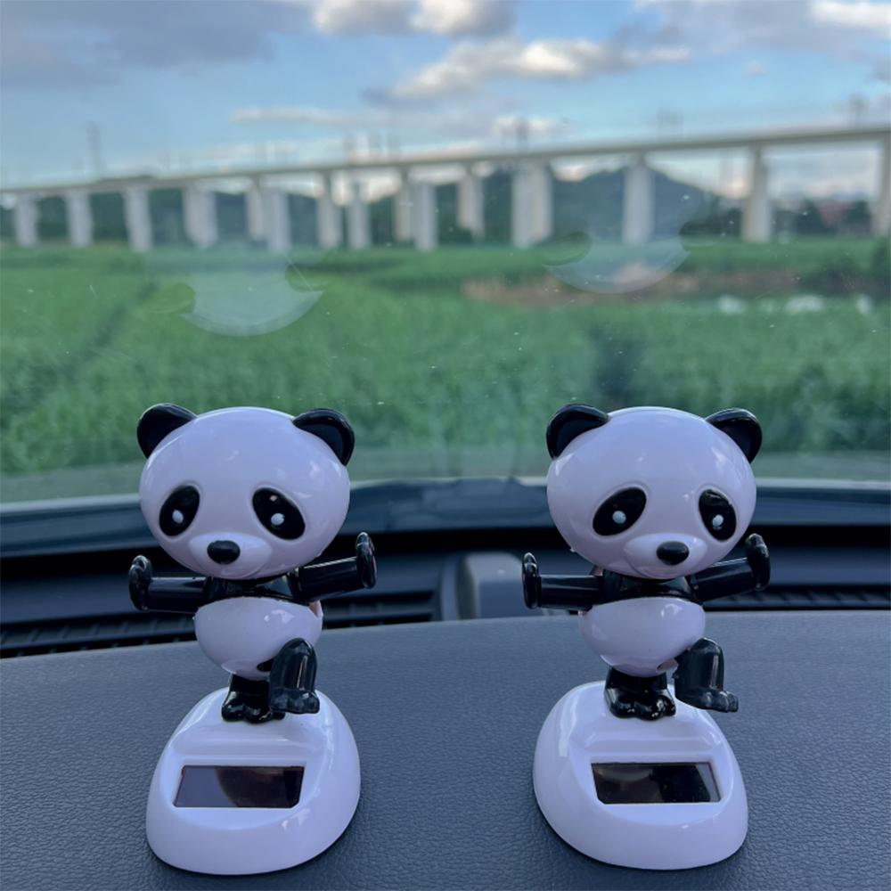Panda Bobblehead Car Decor - Cute Nodding Panda Dashboard Ornament, Fun Home & Office Desk Decoration