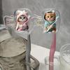 2Pcs Dust-Proof Waterproof Cat Toothbrush Cover Kitten Dog Printed Transparent Toothbrush Holder Portable Toothbrush Head Cover