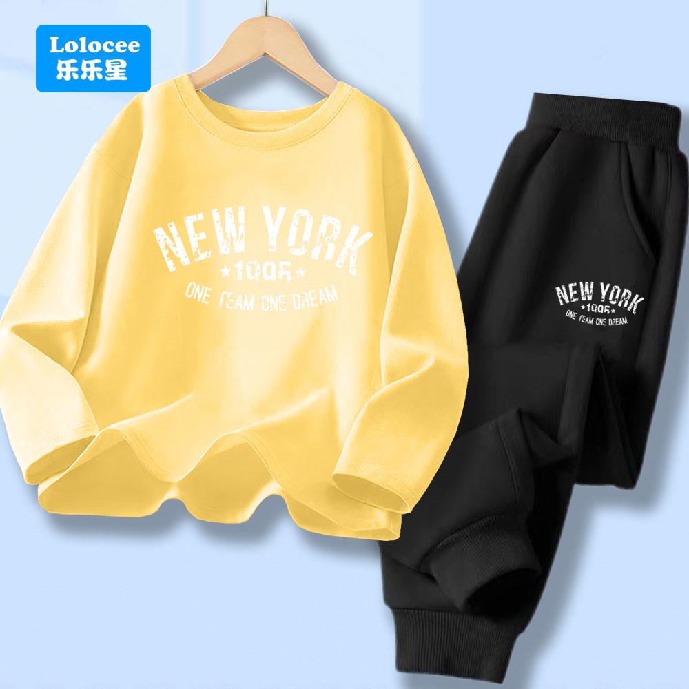 Boys Autumn Spring Clothes Sets New York City Letter Print T-shirt and Pants 2pcs Outfit Long Sleeve Tracksuits